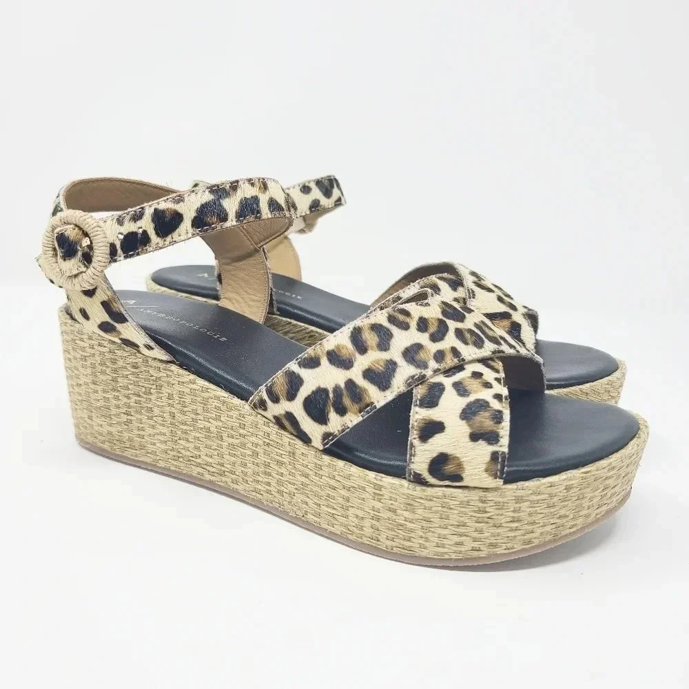 Anthropologie Alice Leopard Wedge Platform Sandals 8